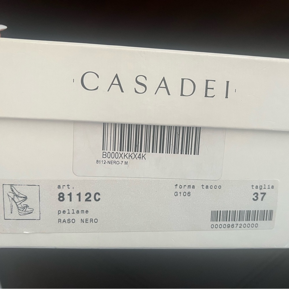Casadei Pellame Raso Nero Stiletto Strappy Sandals. Size 37/7 - Picture 10 of 14